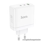 Phone charger Hoco 2 x USB C + USB A GaN QC PD 65W N30 white