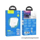 Phone charger Hoco 2 x USB C + USB A GaN QC PD 65W N30 white