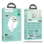 Hoco N41 GaN hálózati gyorstöltő USB-C (20W) + USB-A (18W) – Kétportos, PD és QC 3.0 támogatással (EU)