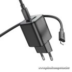 Hoco N41 GaN hálózati gyorstöltő – 20W USB-C + 18W USB-A, USB-C–Lightning kábellel