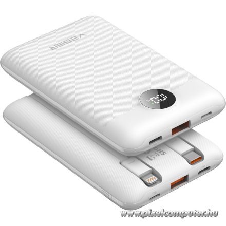 VEGER C11 Power Bank – 10 000 mAh, 22.5W, beépített kábelek, PD / QC