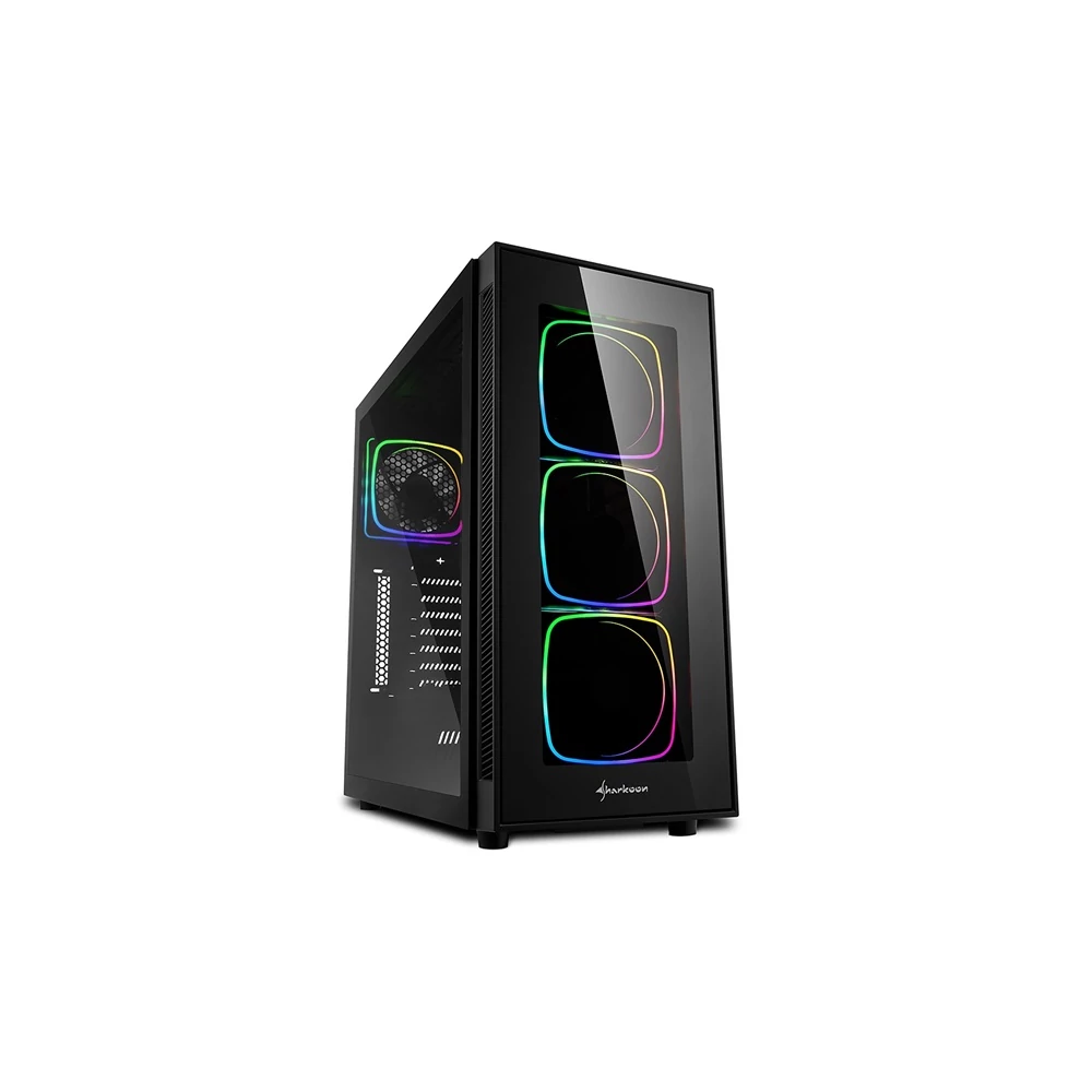 Sharkoon Számítógépház - TG6 RGB (fekete; ATX,mATX; alsó táp; 4x120mm v.; 2xUSB3.0, 2xUSB2.0, I/O)