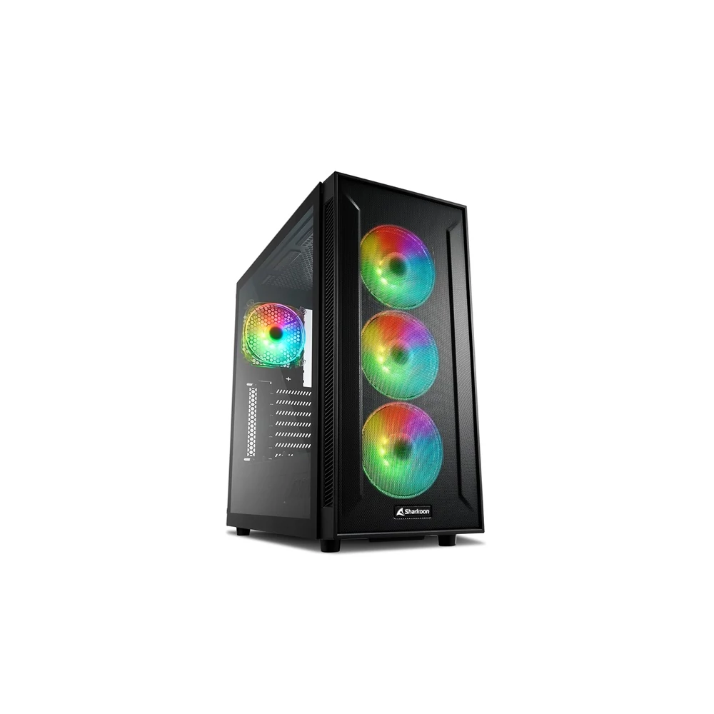 Sharkoon Számítógépház - TG6M RGB (fekete; ATX,mATX; alsó táp; 7x120mm v.; 2xUSB3.0, 2xUSB2.0, I/O)