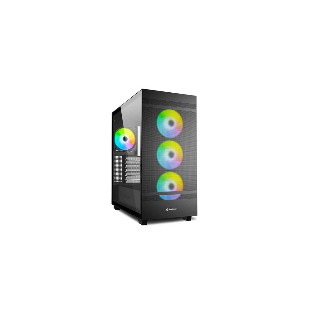 Sharkoon Számítógépház - Rebel C50 RGB Black (fekete; ablakos; ATX, 4x120mm RGB ventilátor; 2xUSB3.0; 1xUSB 3.2; I/O)