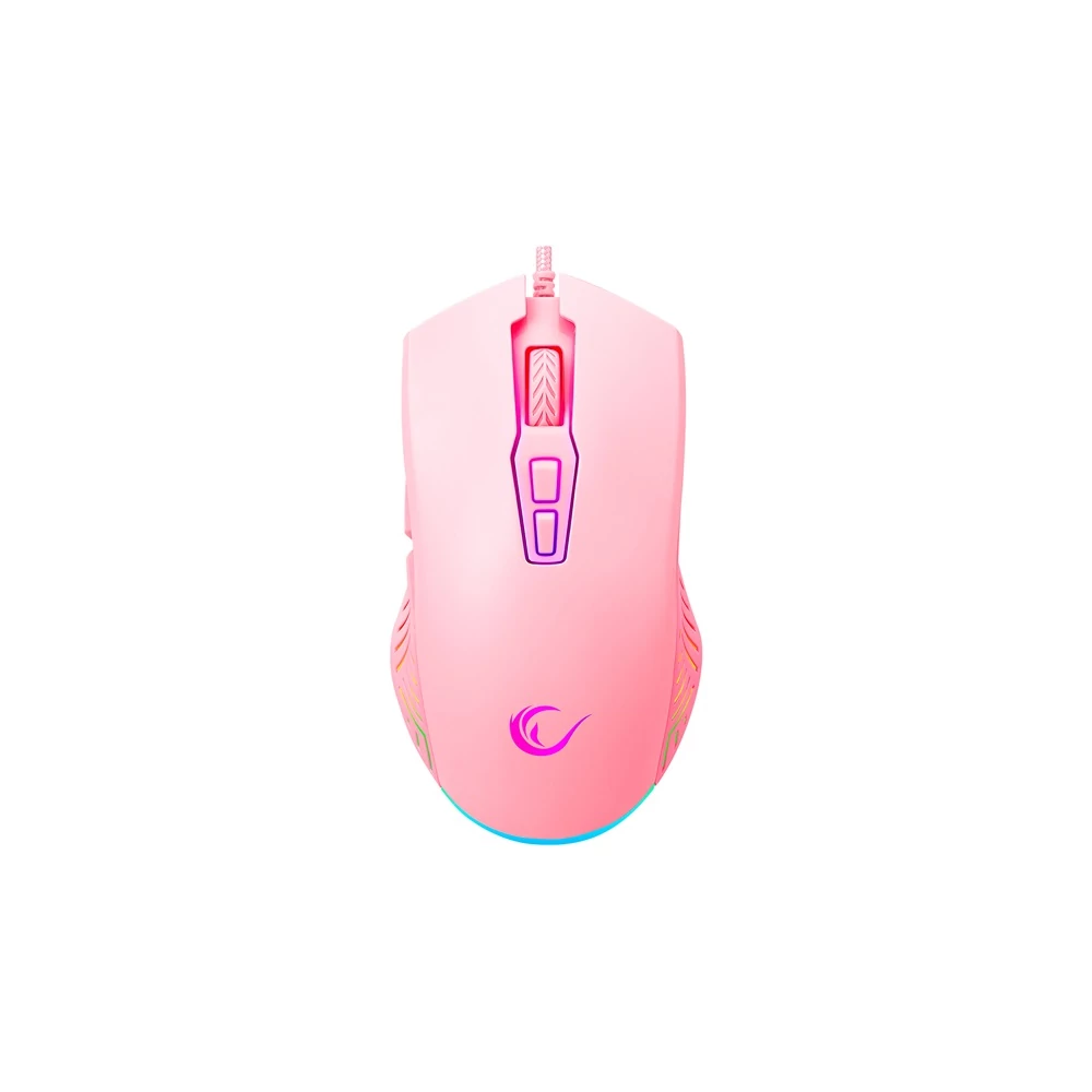 Rampage Egér Gamer - SMX-G68 SPEAR (7200DPI, 7 gomb, makro, RGB LED, 1,5m harisnyázott kábel, pink)