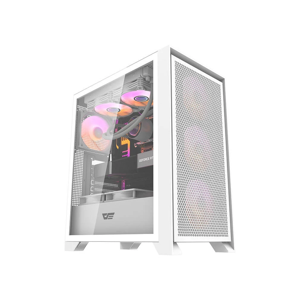 Darkflash DRX70 Mesh számítógépház + 4 RGB ventilátor (fehér)