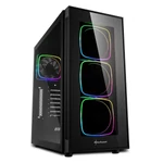 Kép 1/7 - Sharkoon Számítógépház - TG6 RGB (fekete; ATX,mATX; alsó táp; 4x120mm v.; 2xUSB3.0, 2xUSB2.0, I/O)