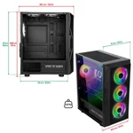 Kép 2/11 - Spirit of Gamer Számítógépház - Rogue VII RGB (fekete, ablakos, 6x12cm ventilátor, alsó táp,  ATX, 1xUSB3.0, 2xUSB2.0)