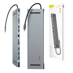 Kép 9/9 - Baseus Enjoyment 11 az 1-ben adapter, HUB USB-C - 2x HDMI, 3x USB 3.0, VGA, RJ45, USB-C PD, SD / microSD, 3,5 mm-es csatlakozó