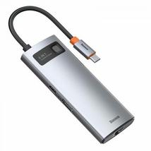 Baseus Metal Gleam Series 6 az 1-ben hub, USB-C-> 3x USB 3.0, HDMI, USB-C PD, RJ45 Ethernet (CAHUB-CW0G)