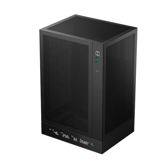 DeepCool Számítógépház - CH170 DIGITAL (fekete, Mini-ITX, 2xUSB3.0, Type-C, fekete)