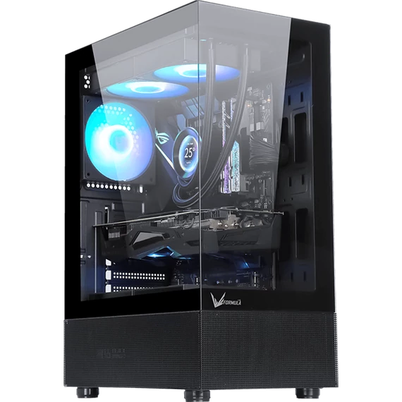 Formula Számítógépház - Crystal Z1+ Black (fekete, ablakos, 3x12cm venti, ATX, 1xUSB3.0, 1xUSB2.0)