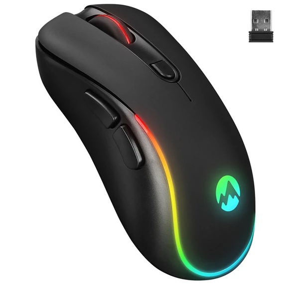 Everest Vezeték nélküli Egér - SM-W75 -X-RAPID (1600 DPI, 6 gomb, optikai, fekete, RGB LED)