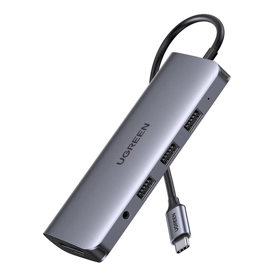 UGREEN 10 az 1-ben HUB USB-C – HDMI 4K adapter, 3x USB 3.0, Type-C PD, RJ45, SD, Micro SD, VGA, AUX (szürke)