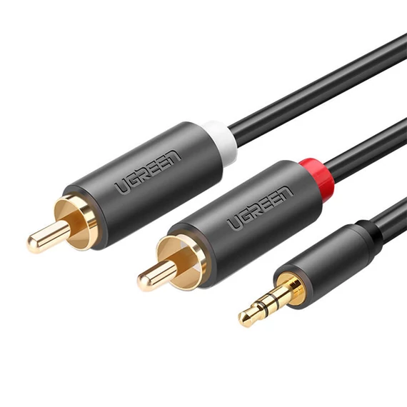UGREEN AV102 2x RCA (cinch) - 3.5mm jack kábel, 10m (fekete)