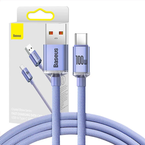 Baseus Crystal Shine USB USB-C kábel, 5A, 1,2m (lila)