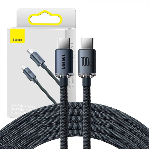 USB-C-USB-C Baseus Crystal Shine kábel, 100W, 1,2m (fekete)