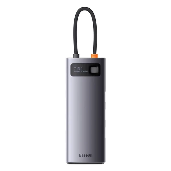 Hub 7w1 Baseus Metal Gleam sorozat, USB-C do 3x USB 3.0 + 2x HDMI + USB-C PD + Ethernet RJ45