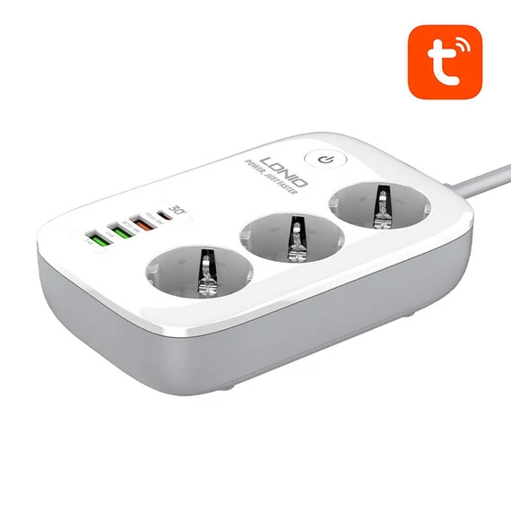 LDNIO SEW3452 Wi-Fi intelligens konnektor, Tuya (fehér)