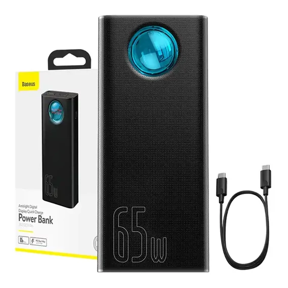 Powerbank Baseus Amblight 30000mAh, 4xUSB, USB-C, 65W (fekete)