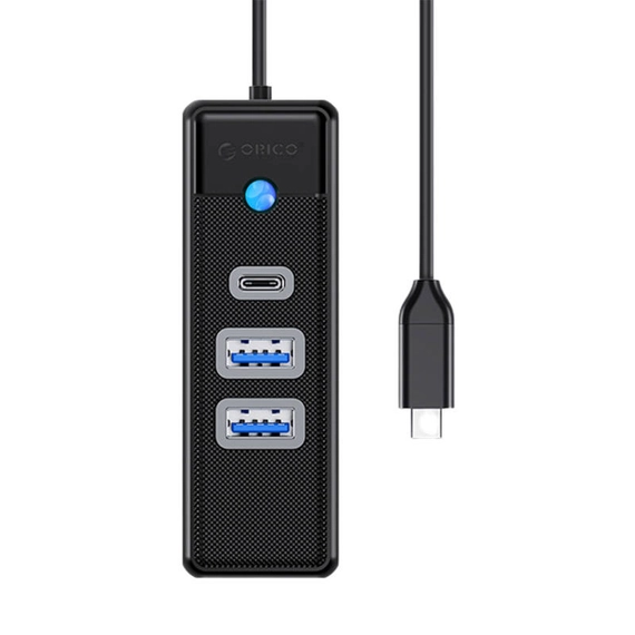Orico Hub Adapter USB-C to 2x USB 3.0 + USB-C, 5 Gbps, 0.15m (Black)