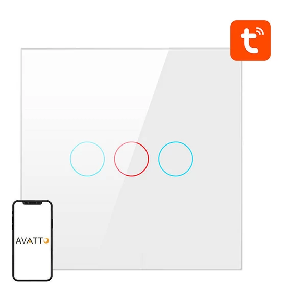 Avatto ZigBee érintőkapcsoló ZTS02-EU-W3 Triple TUYA (fehér)