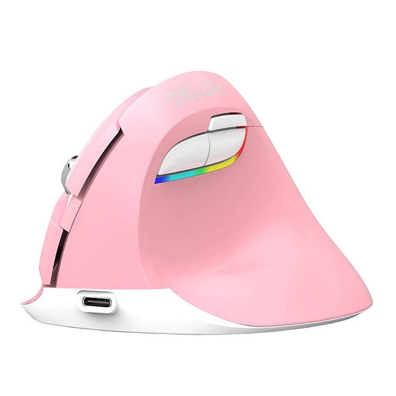 Delux M618 Mini DB BT+2.4G 2400DPI vezeték nélküli ergonomikus egér (rózsaszín)