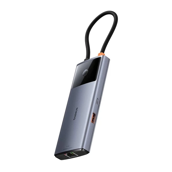 Hub 6in1 Baseus Metal Gleam 2 sorozat, USB-C 2xUSB 3.0 + USB-C + HDMI + USB-C PD + Ethernet RJ45