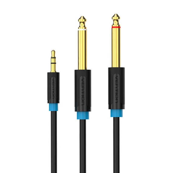 Audiokábel 3.5mm TRS 2x 6.35mm Vention BACBG 1.5m (fekete)