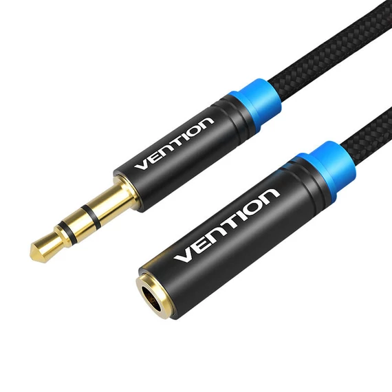 Kábel Audio fonott 3,5 mm-es hímivarú és nőivarú Vention VAB-B06-B500-M 5m Fekete