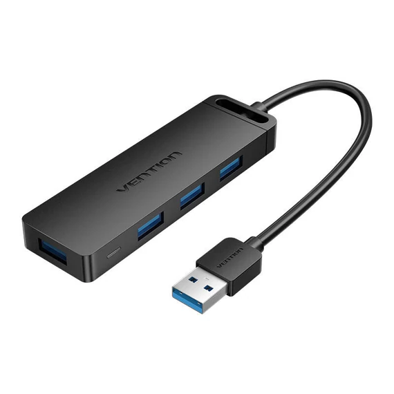 USB 3.0 4 portos elosztó tápegységgel Vention CHLBF 1m, Fekete