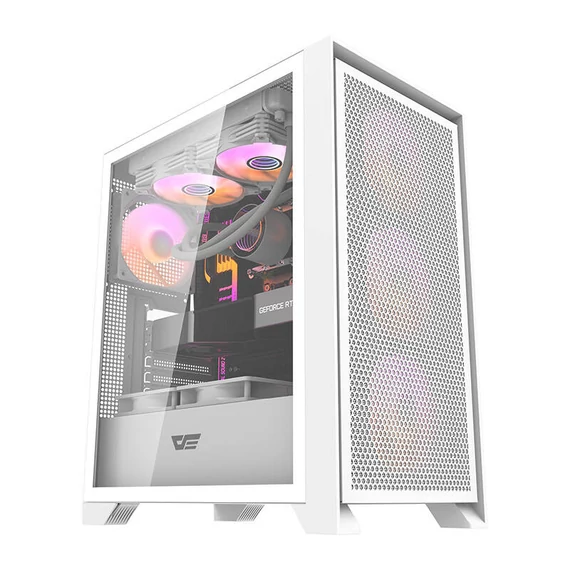 Darkflash DRX70 Mesh számítógépház + 4 RGB ventilátor (fehér)