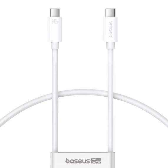 gyors töltőkábel Baseus Superior 2 USB-C USB-C 240W, 1,8m (fehér)