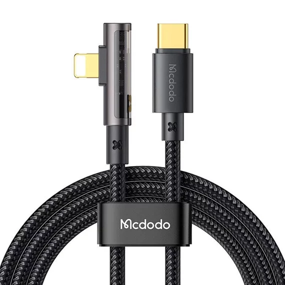 McDodo CA-3390 36W 1.2m USB-C Lightning szögkábel (fekete)