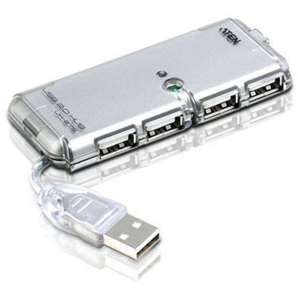 ATEN USB 2.0 4 portos hub, aktív, fehér (UH275Z-AT-G)