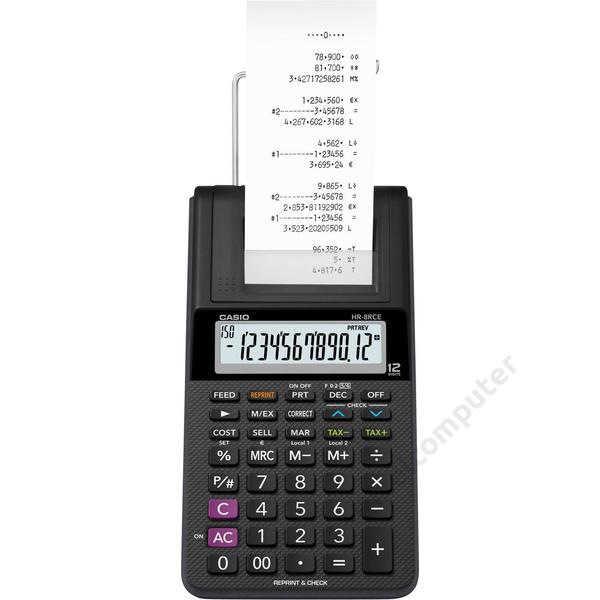 Casio HR-8RCE-BK Nyomtató asztali számológép Elemekről üzemeltetett, Hálózatról üzemeltetett