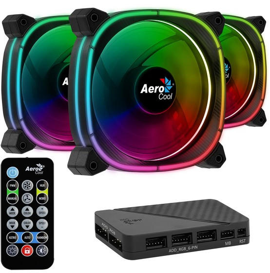 Aerocool Astro 12 Pro ház hűtő ventilátor csomag (3db ventilátor+Hub+vezérlő) (ACF3-AT10217.02)