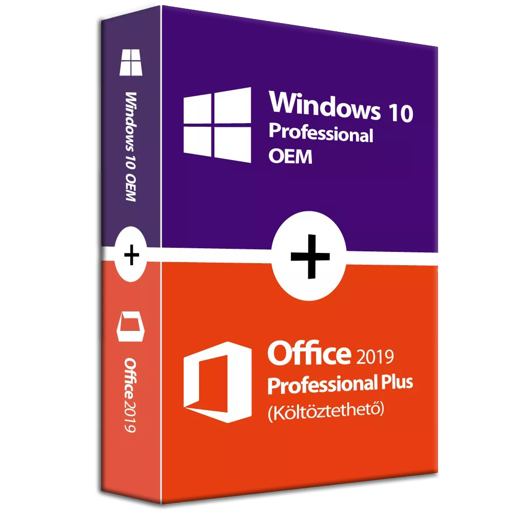 Windows 10 Pro (OEM) + Microsoft Office 2019 Professional Plus (Költöztethető)
