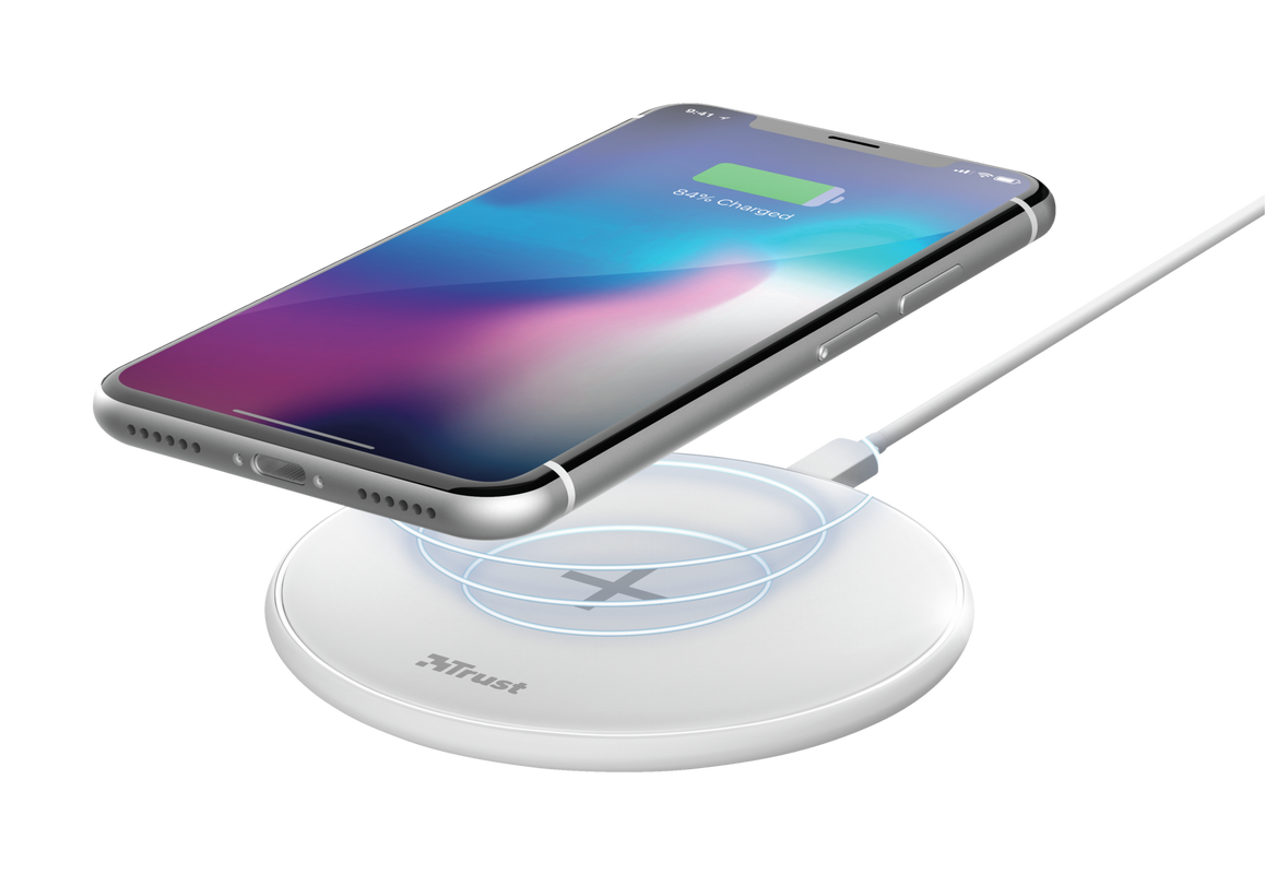 TRUST TELEFON TÖLTŐ VEZETÉK NÉLKÜLI - QYLO FAST (10W, FEHÉR, QI SZABVÁNY, QUICKCHARGE)